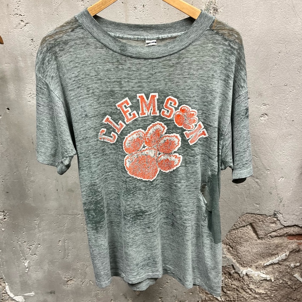 Vintage 1980s Artex Clemson Tigers CU Thrashed Distressed T-Shirt Large College